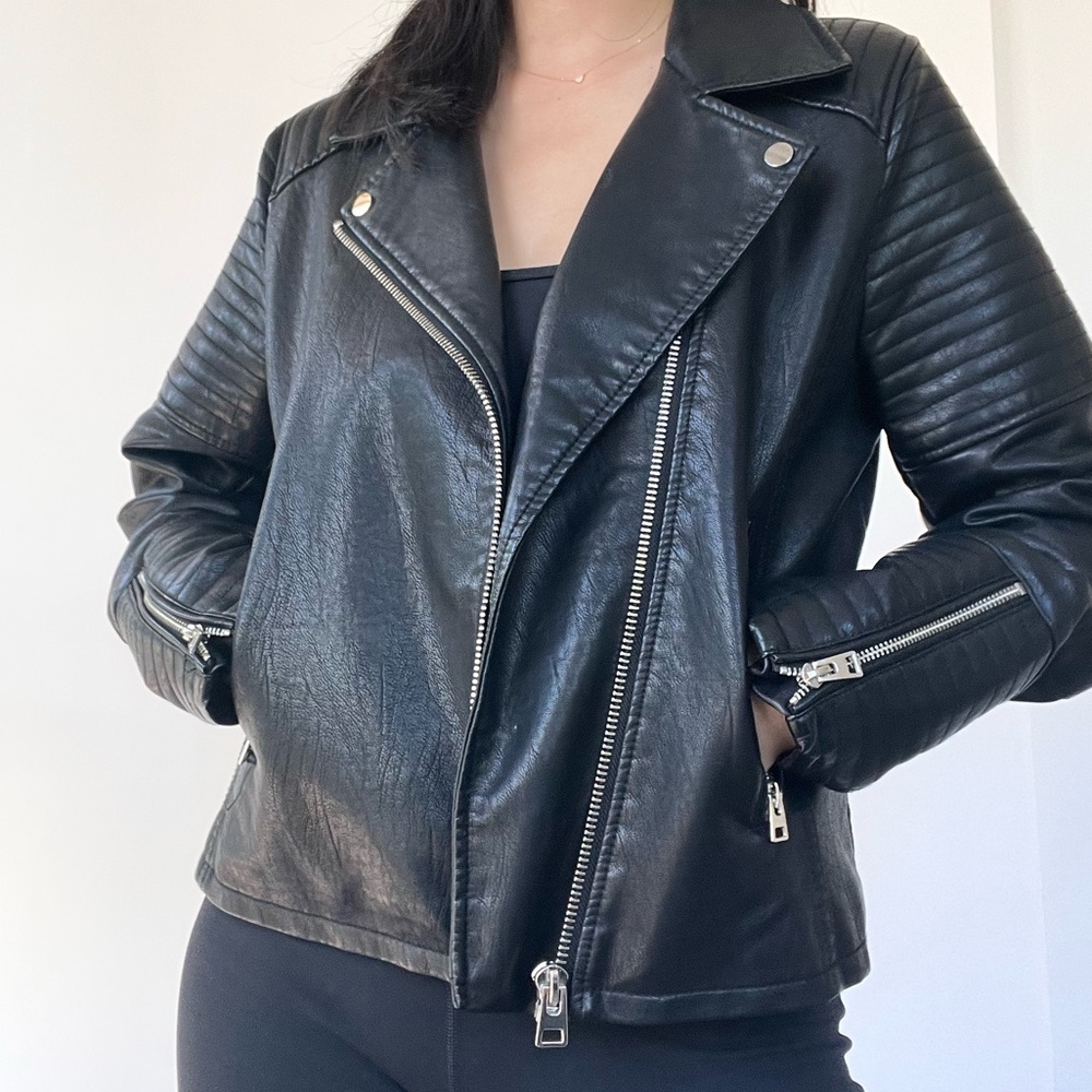 Topshop Petite Pleather Moto Jacket